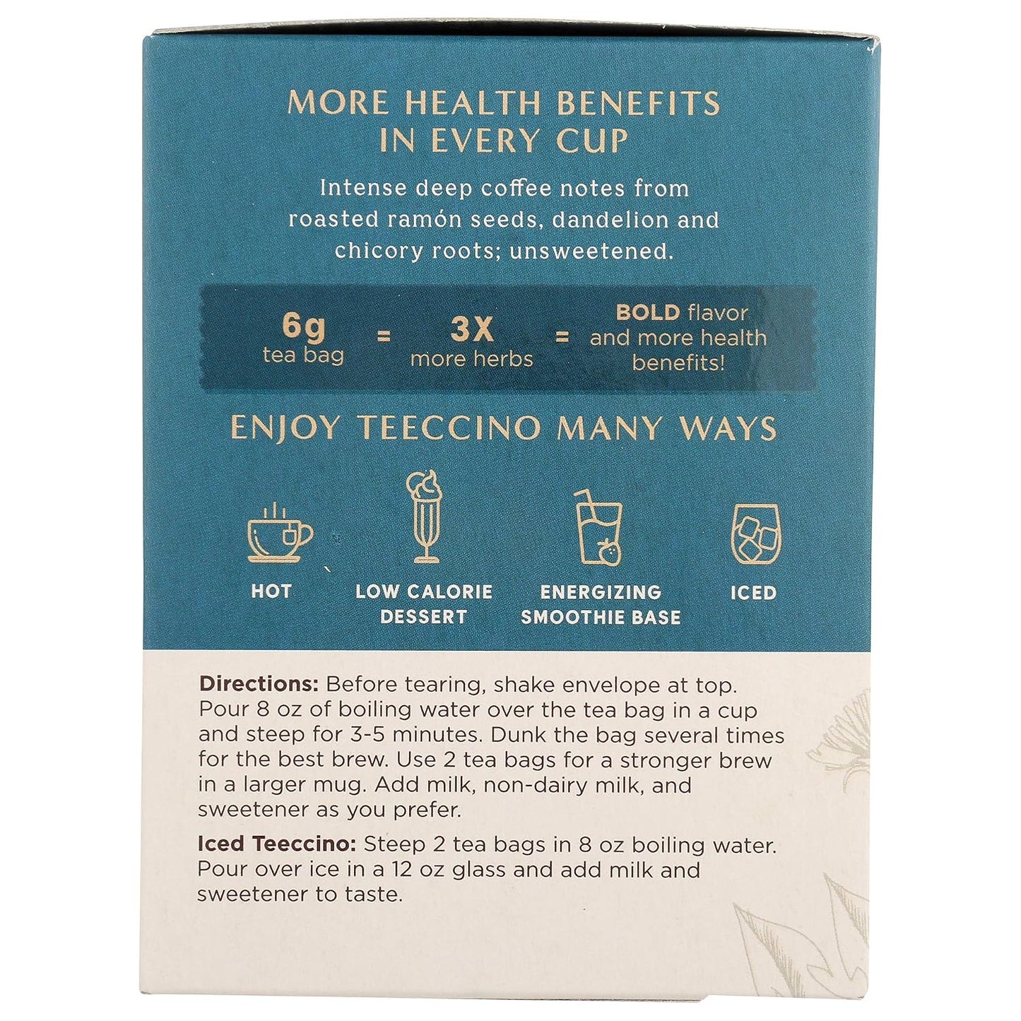 Teeccino, Tea Herbal Dandelion Dark Roast Organic, 10 Count