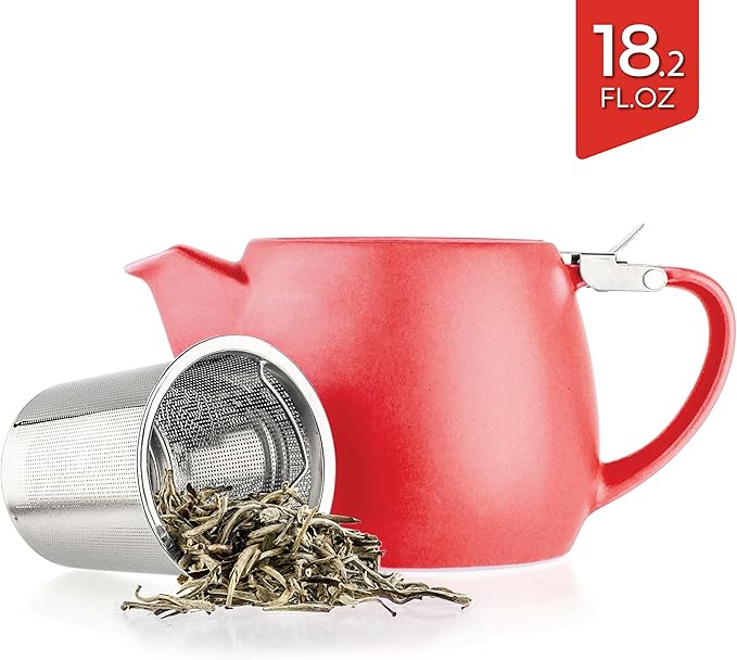 Tealyra - Pluto Porcelain Small Teapot Red - 18.2-ounce (1-2 cups) - Matte Finish