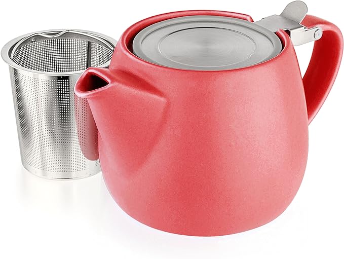 Tealyra - Pluto Porcelain Small Teapot Red - 18.2-ounce (1-2 cups) - Matte Finish