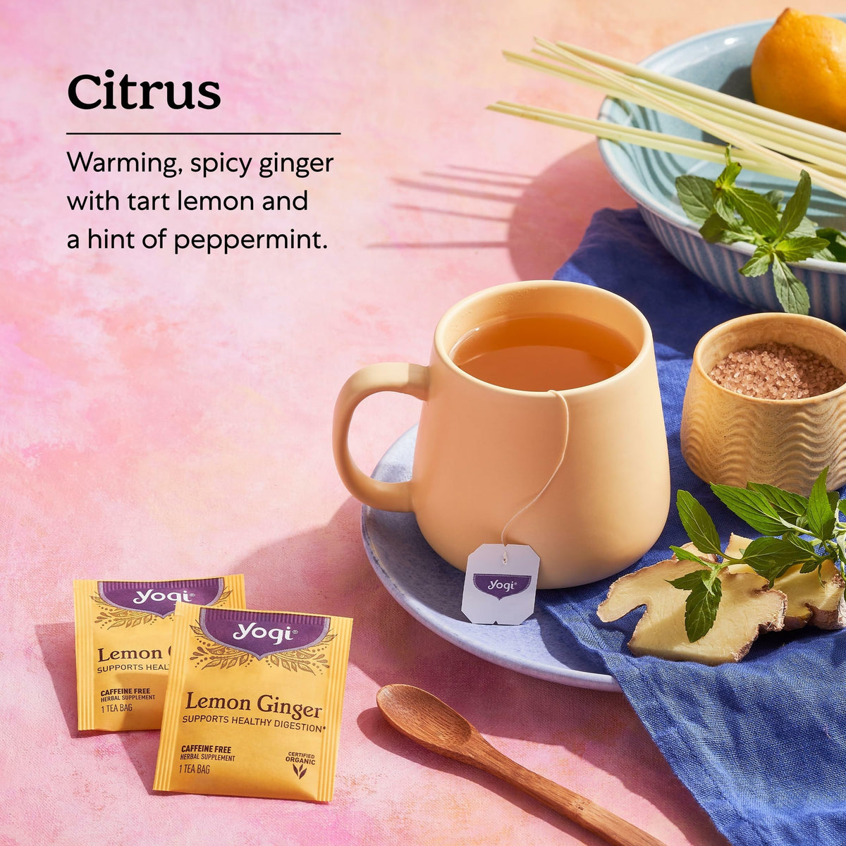 Yogi Lemon Ginger Organic Tea, 16 Tea Bags (4 Pack)