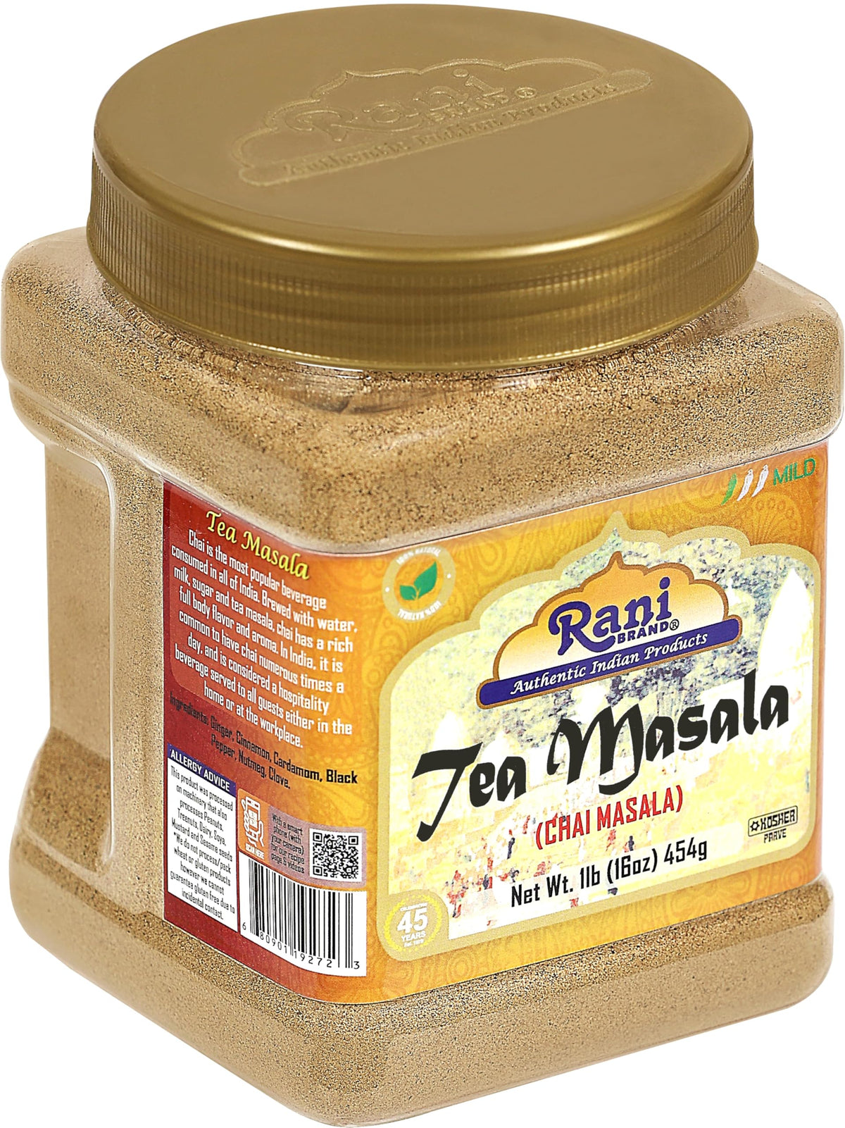 Rani Brand Authentic Indian Products Rani Tea (Chai) Masala Indian Spice Blend 16oz (1lb) 454g Bulk PET Jar ~ All Natural