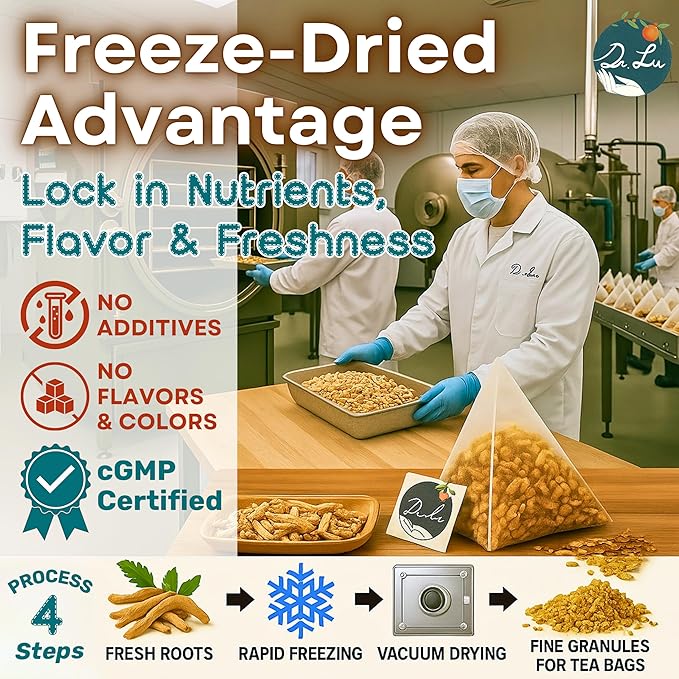 Dr. Lu’s Organic Ashwagandha Tea, Wild-Harvested in India’s Ayurvedic Regions, 100% Natural Calm & Stress Support