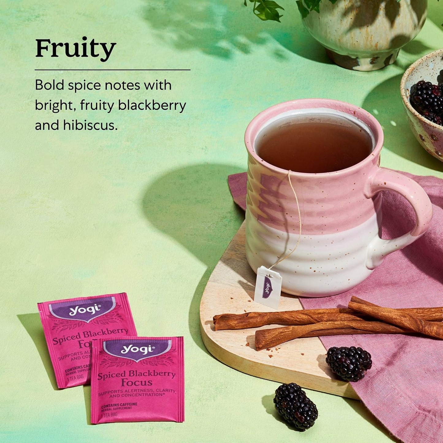 Yogi Spiced Blackberry Focus Tea, 16 Tea Bags (6 Pack)