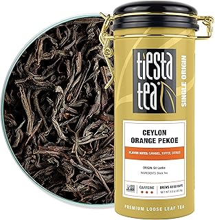 Tiesta Tea - Ceylon Orange Pekoe Black Tea, Loose Leaf, Single Origin Premium Black from Sri Lanka, Pure Unblended High Caffeinated, Hot or Iced Brew & Up to 50 Cups, 3oz Refillable Tin