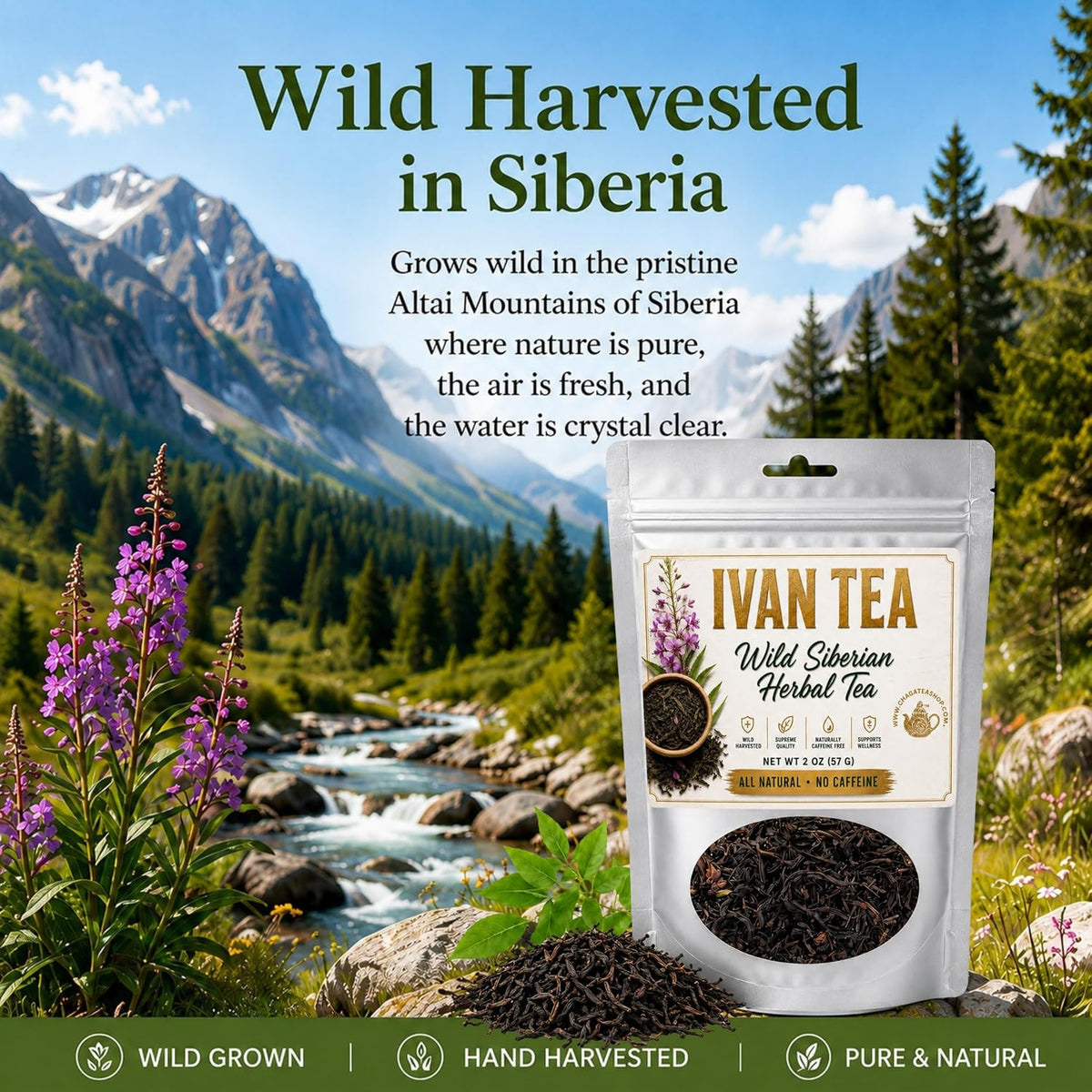 Siberian Fermented Wild Ivan Chai Loose Herbal Tea All Natural, No Caffeine (NET WT 2 OZ (57G))