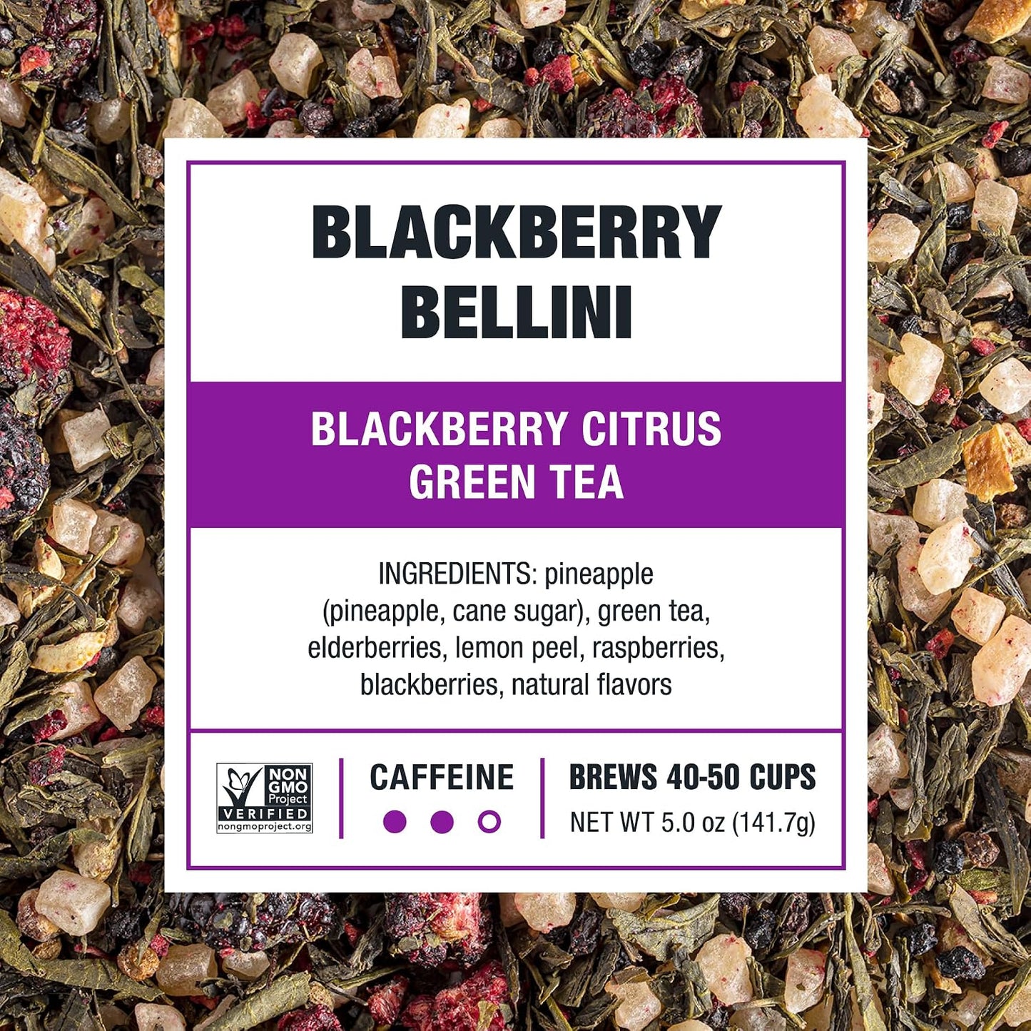 Tiesta Tea - Blackberry Bellini, Premium Loose Leaf Blend | Blackberry Citrus Green Tea, Premium Blend, Medium Caffeine Green Tea, Hot or Iced, 50 Cups, 5 Ounce Refillable Tin