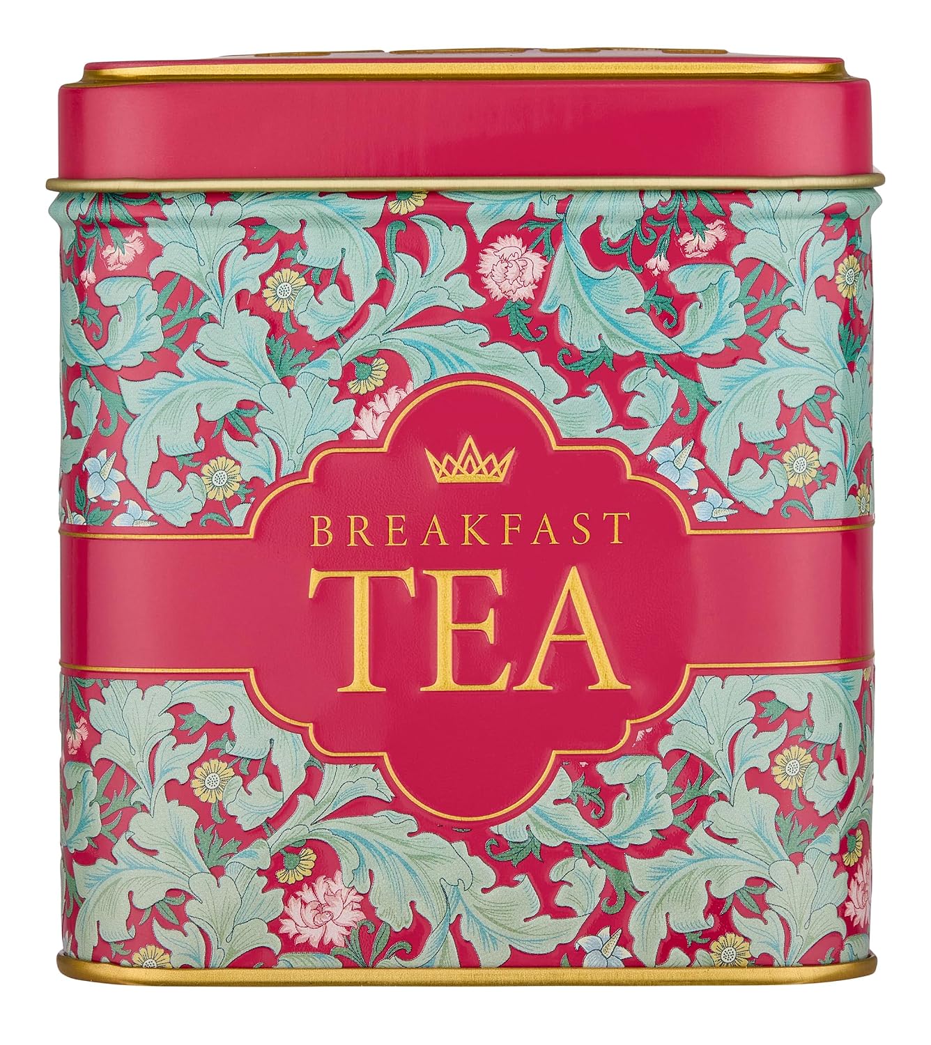 New English Teas Victorian Garden Tea Tin with 32 English Breakfast Teabags – Tapestry Inspired Tin with Decorative Pink Florals