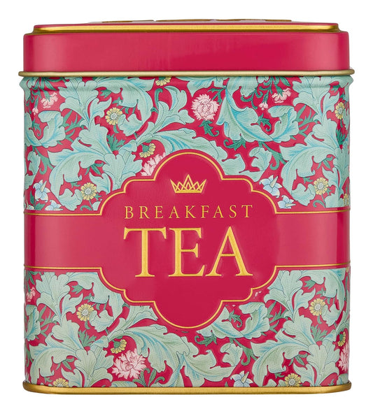New English Teas Victorian Garden Tea Tin with 32 English Breakfast Teabags – Tapestry Inspired Tin with Decorative Pink Florals