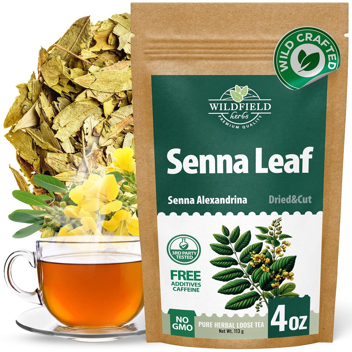 4 oz. Senna Leaf Senna Leaves Tea Herbal Tea (Senna Alexandrina) - 113g Hoja De Sen Hojas De Sen Para Te