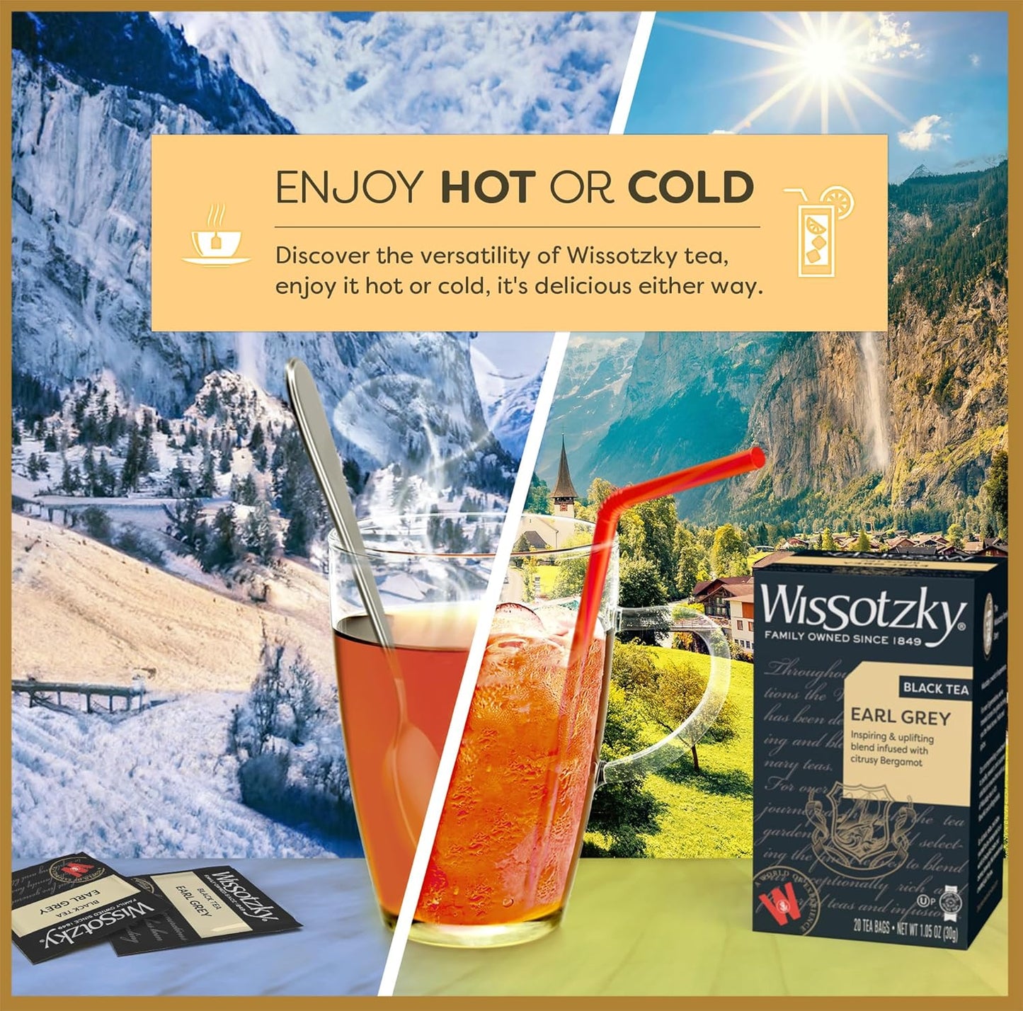 Wissotzky Earl Grey Black Tea, 3 Pack - 60 Tea Bags | Fragrant & Aromatic Tea | Antioxidant Rich | Uplifting Black Tea Bags