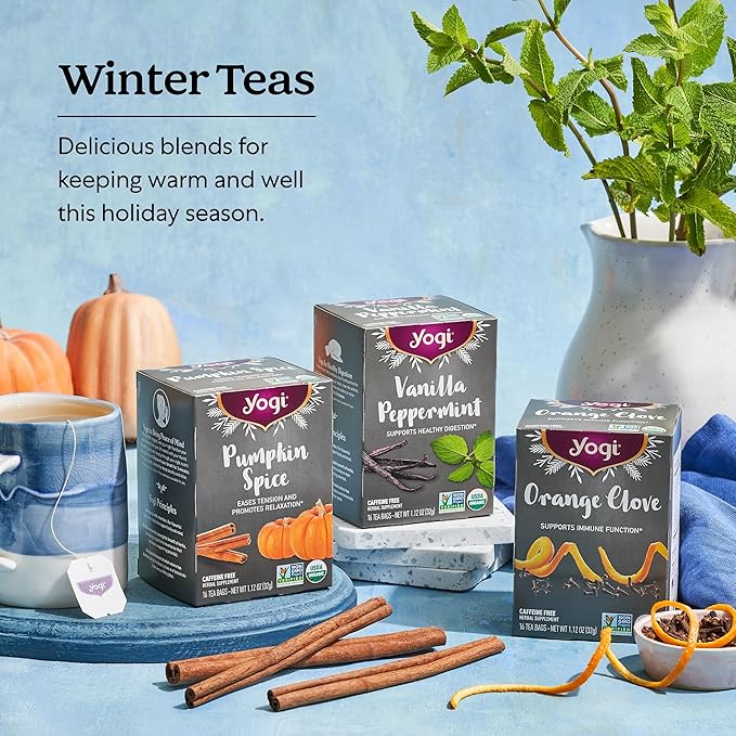 Yogi Tea Orange Clove - 16 Bags per Pack (4 Packs) - Limited Edition Organic, Caffeine-Free Holiday Tea - Immune Support - Includes Astragalus