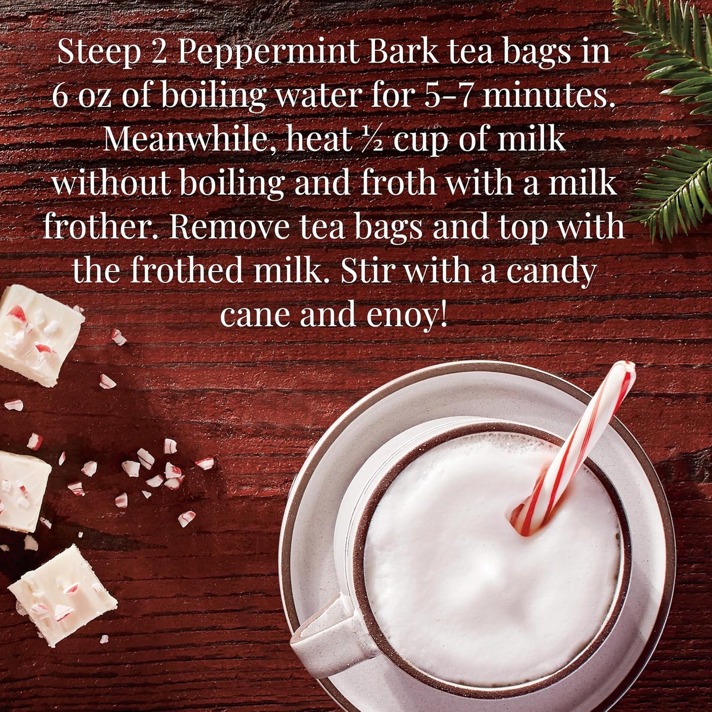 The Republic of Tea Peppermint Bark Herbal Tea, Caffeine Free, 36 Count | Suitable for day or evening sipping. Mellow and rounded with cool finish. Gluten Free and Kosher.