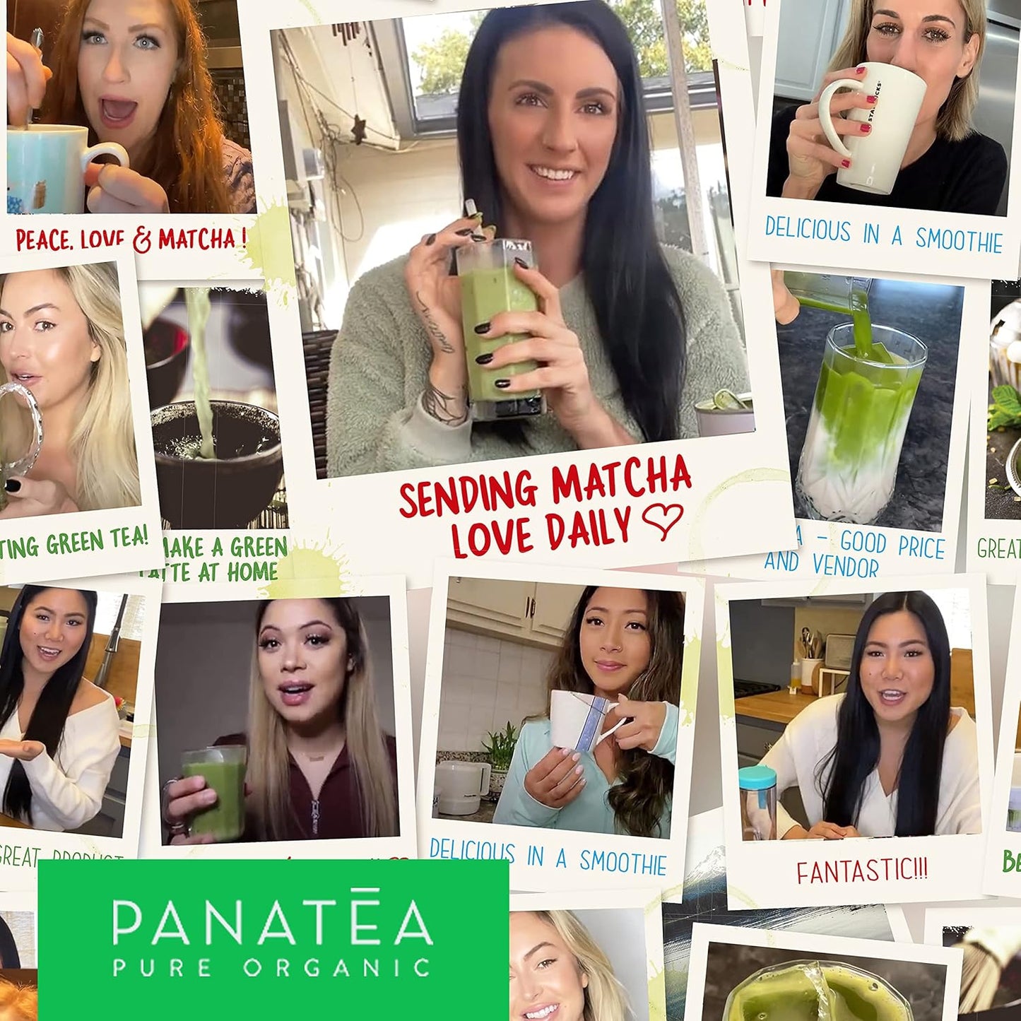 PANATEA Certified Organic Matcha Green Tea Powder | 1 LB 100% Pure Premium Culinary Grade Matcha | Lattes, Smoothies, Baking |16 Oz Tin