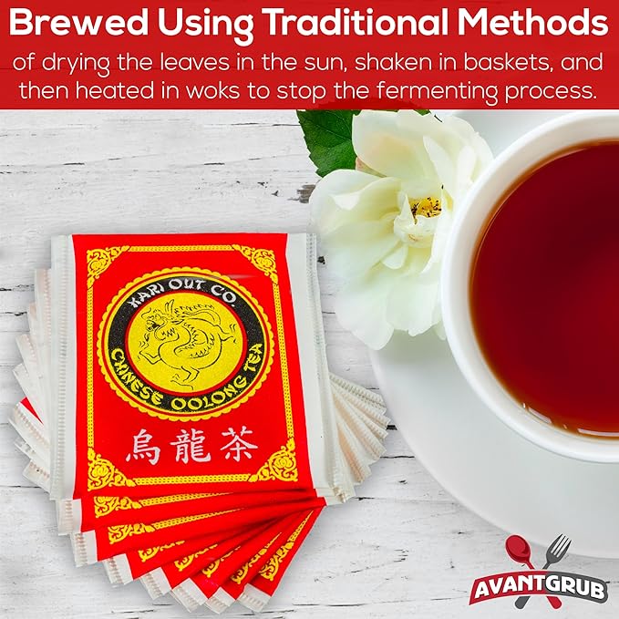 Authentic Restaurant-Grade Oolong Tea Bags 600 Pk. Premium Chinese Tea Sachets for Hot or Iced Caffeinated Drinks. Individually Packed Semi-Fermented Drink for Detox, Health Diet, Energy 38.4 Oz.