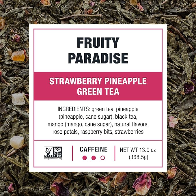 Tiesta Tea - Fruity Paradise Cold Brew, Loose Leaf, Strawberry Pineapple Green Tea, Medium Caffeinated, Cold Brew Packets, Makes 64 oz of Pitcher Per Bag (Pack of 10)