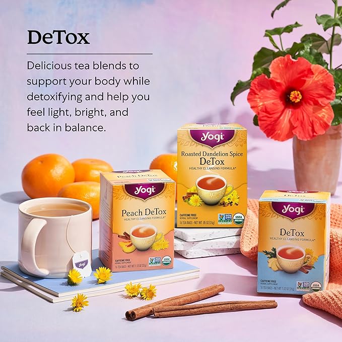 Yogi Tea DeTox Tea - 16 Tea Bags per Pack (6 Packs) - Organic Herbal Tea - Includes Burdock, Dandelion, Ginger Root, Black Pepper