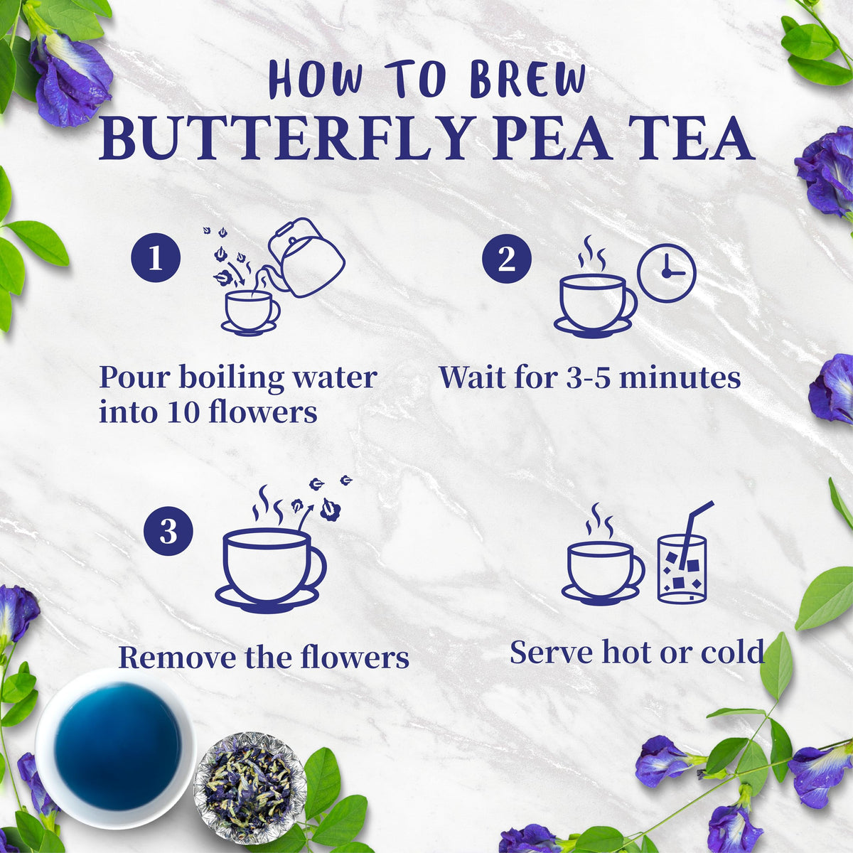 Real Naturals Butterfly Pea Flower Tea (375+ cups) 4.4oz Blue Butterfly Pea Tea Blue Tea