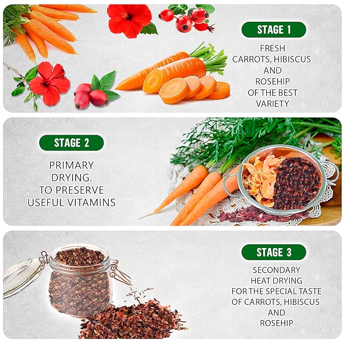 TeaDreamTea – Carrot Hibiscus Rosehip - Loose Leaf Herbal Bulk Tea - Caffeine-Free - Vitamins Rich - Boost Immune System - Carrot Raw from USA