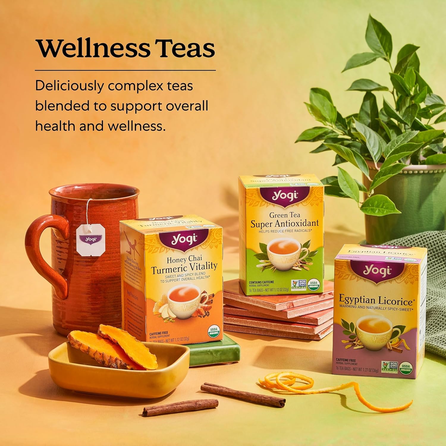 Yogi Tea Women's Wellness Variety Pack 4pk - 16 Bags per Pack (4 Packs) - Supports Moon Cycle and Digestion - Includes (2 Boxes Each) of Ginger & Raspberry Leaf - Organic Caffeine-Free Teas