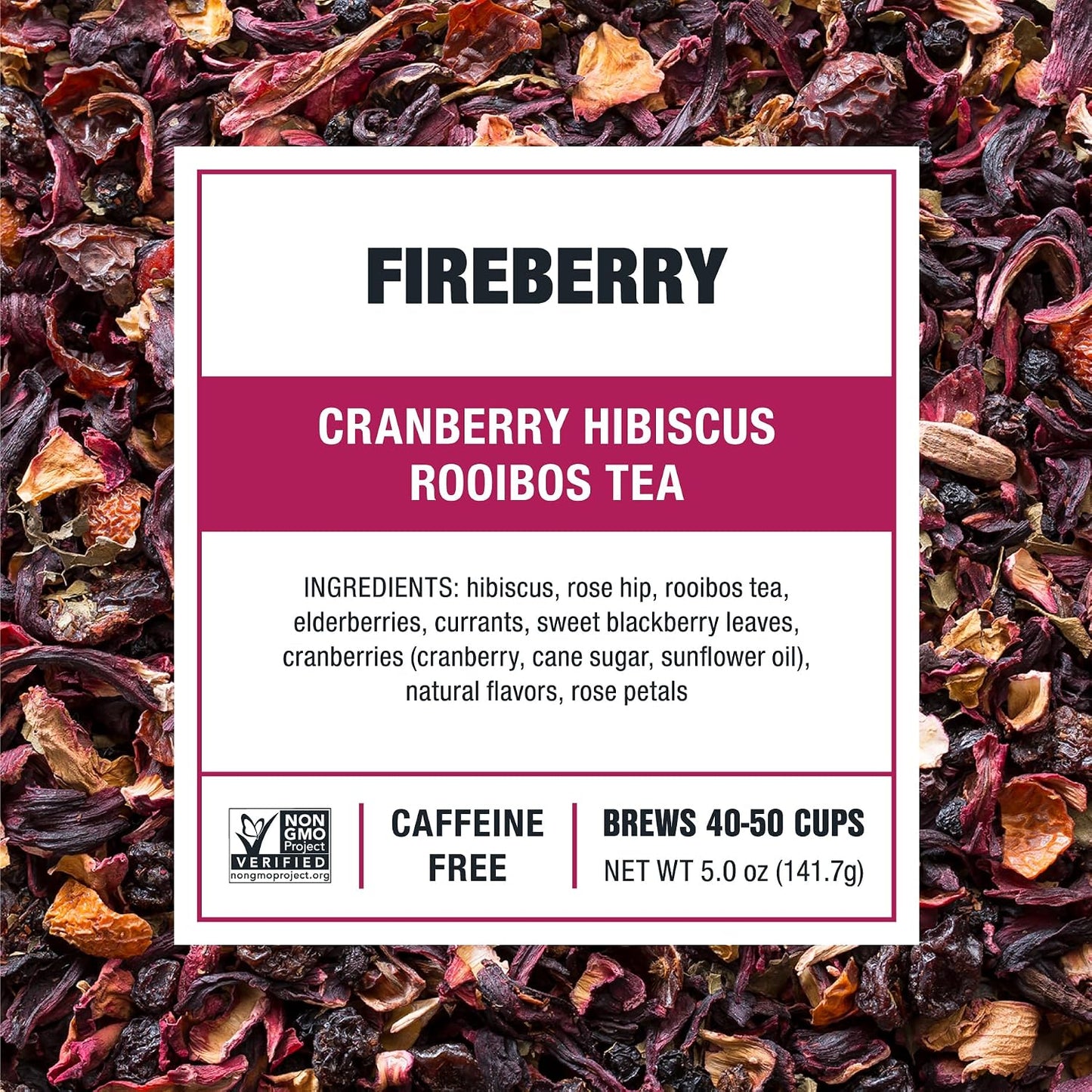 Tiesta Tea - Cranberry Hibiscus Rooibos Tea, Fireberry | Loose Leaf | Herbal Blend with Hibiscus, Cranberry, Currants, Rooibos, Brew Hot or Iced, 50 Cups in Resealable Pouch, 5 Ounce