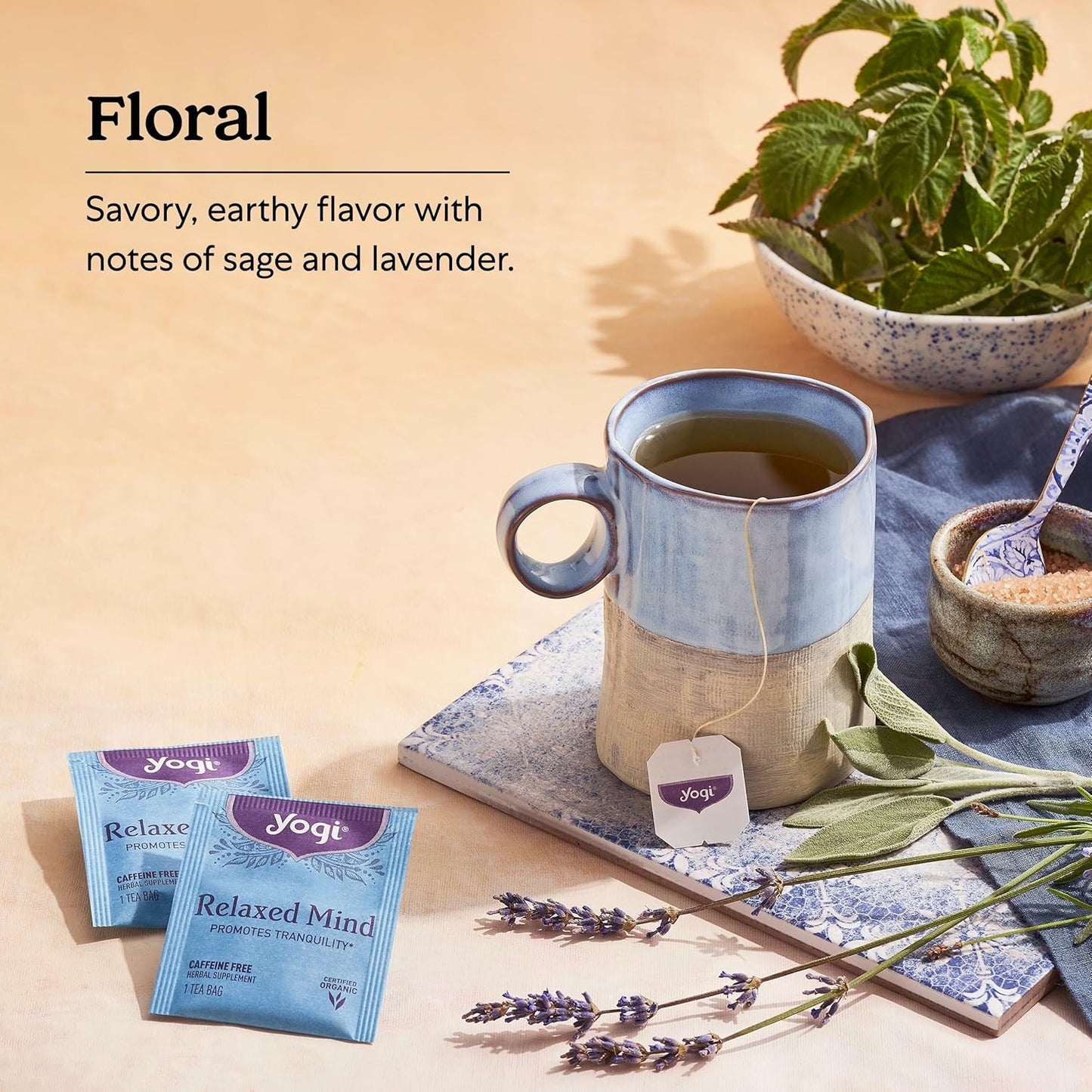 Yogi Tea - Relaxed Mind (6 Pack) - Supports Tranquility - Calming Tea with Gotu Kola and Lavender - Caffeine Free - 96 Organic Herbal Tea Bags