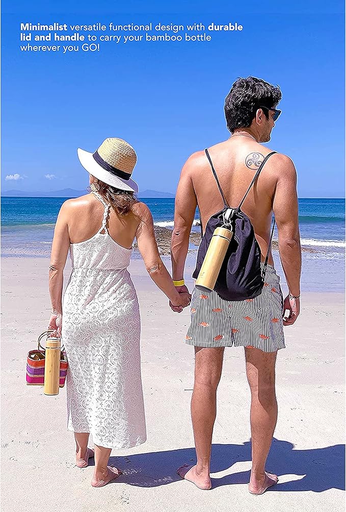 18oz Insulated Bamboo Tea Infuser Bottle for Loose Leaf Tea - Extra Fine Mesh Tea Steeper Basket Infuser with Chain Hook for Teapot Mug Cup