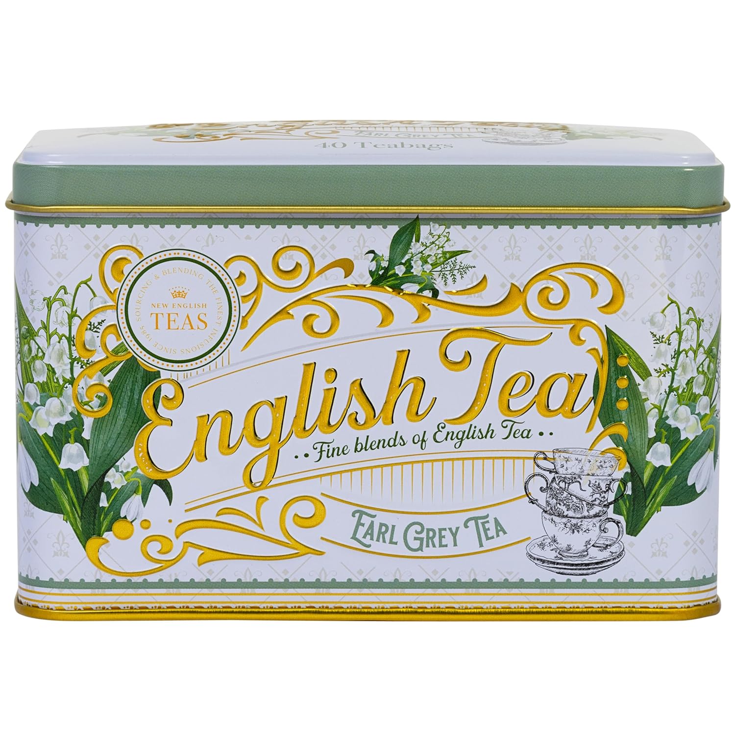 New English Teas Lily of the Valley Tea Tin with 40 Earl Grey Teabags