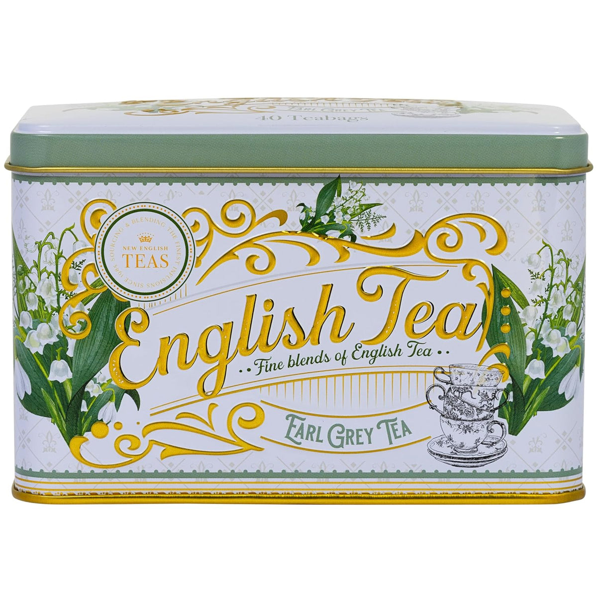 New English Teas Lily of the Valley Tea Tin with 40 Earl Grey Teabags