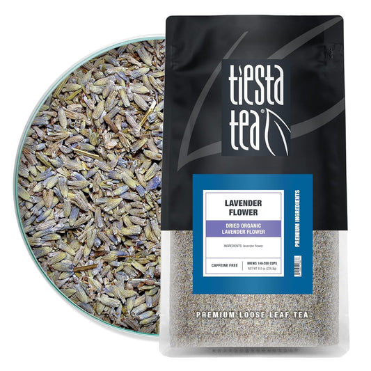 Tiesta Tea - Dried Organic Lavender Flower, Loose Leaf | Premium Non-Caffeinated Blend, Make Hot or Iced, Raw Edible Lavender Buds, Rich Flavors, 8oz Resealable Bulk Pouch