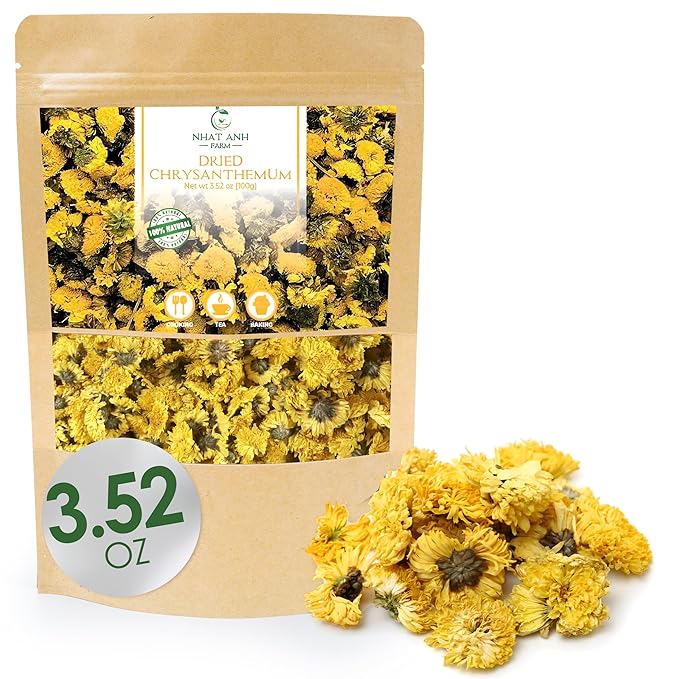 Nhat Anh Farm - Premium Dried Chrysanthemum - 3,5oz(100g) Dried Chrysanthemum Flowers - 100% Natural & Pure - Sugar/Caffeine/Gluten Free