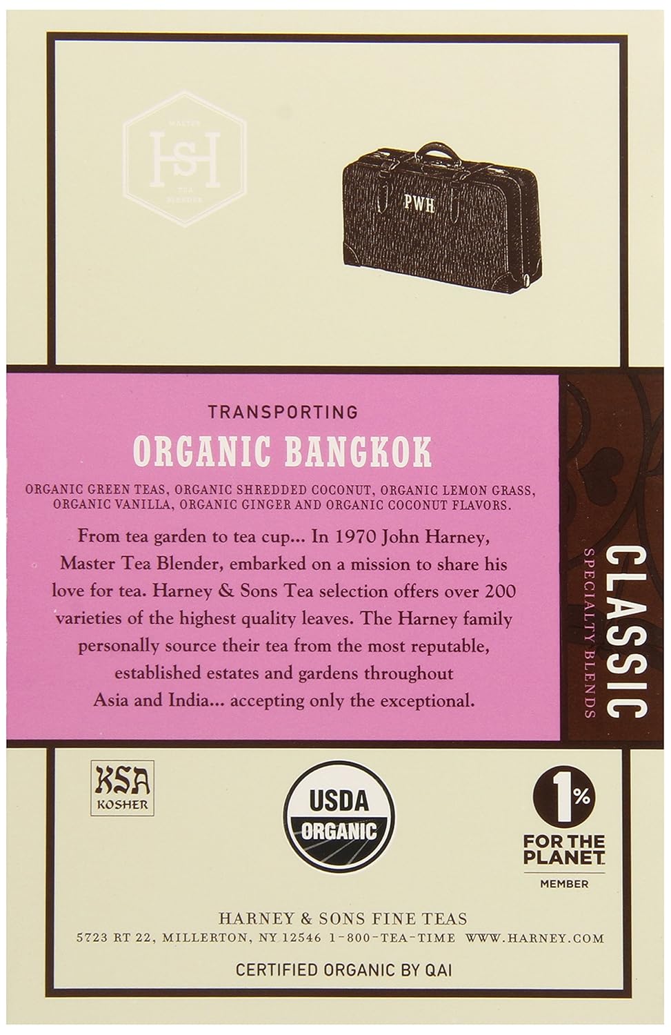 Harney & Sons Fine Teas Organic Bangkok - 20 Wrapped Sachets, 1.6 Ounce