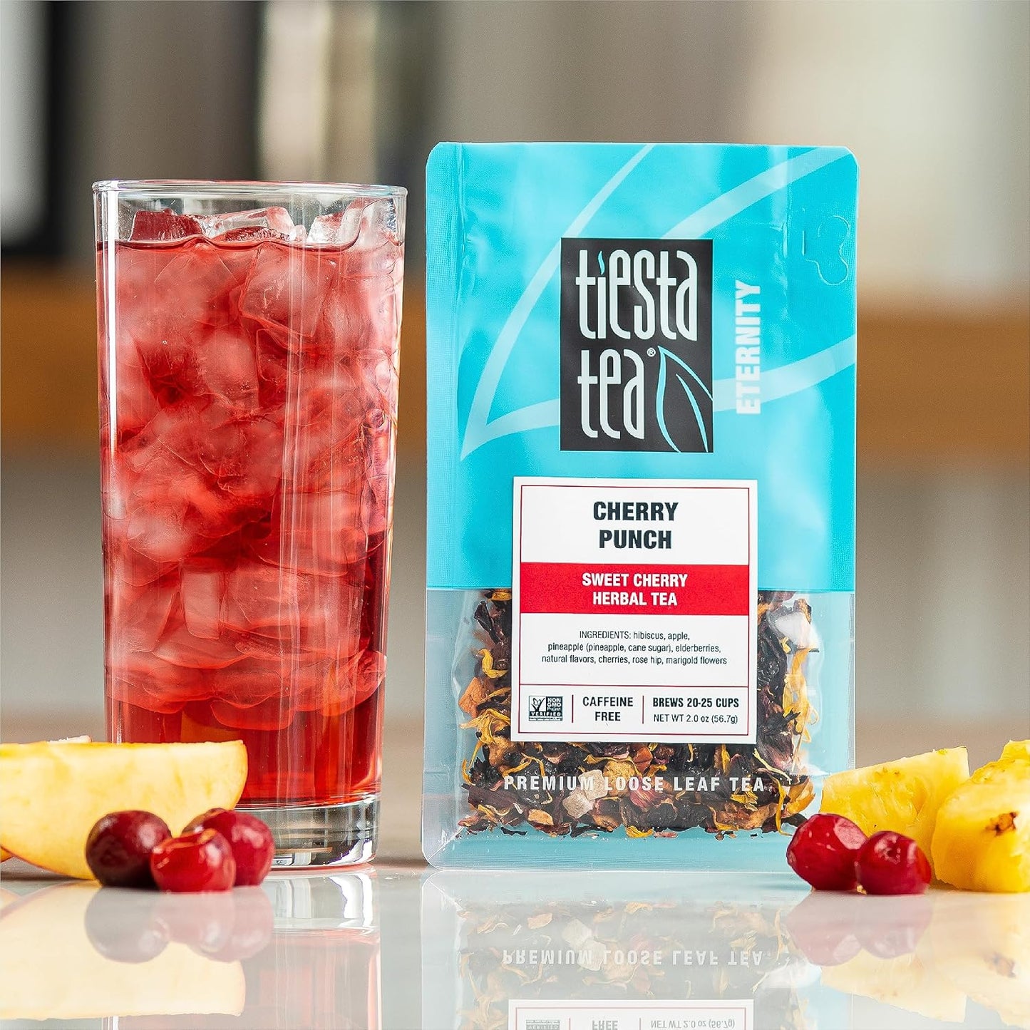Tiesta Tea - Cherry Punch, Loose Leaf, Sweet Cherry Herbal Tea | Premium Blend, Non-Caffeinated, Makes Hot or Iced &amp; Brews Up to 25 Cups, 2oz Resealable Pouch