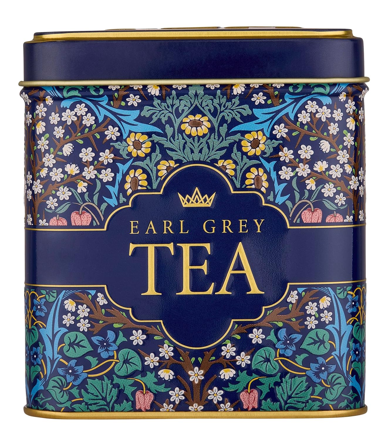 New English Teas Victorian Garden Tea Tin with 32 English Breakfast Teabags – Tapestry Inspired Tin with Decorative Pink Florals (Earl Grey)