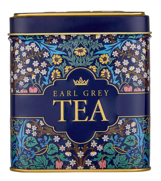 New English Teas Victorian Garden Tea Tin with 32 English Breakfast Teabags – Tapestry Inspired Tin with Decorative Pink Florals (Earl Grey)