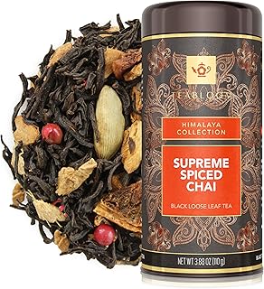 Teabloom Supreme Spiced Chai Loose Leaf Tea, Rich and Spicy Traditional Chai, Whole Black Tea Blend, 3.88 Ounce Loose Leaf Tea Canister Makes 35-50 Cups