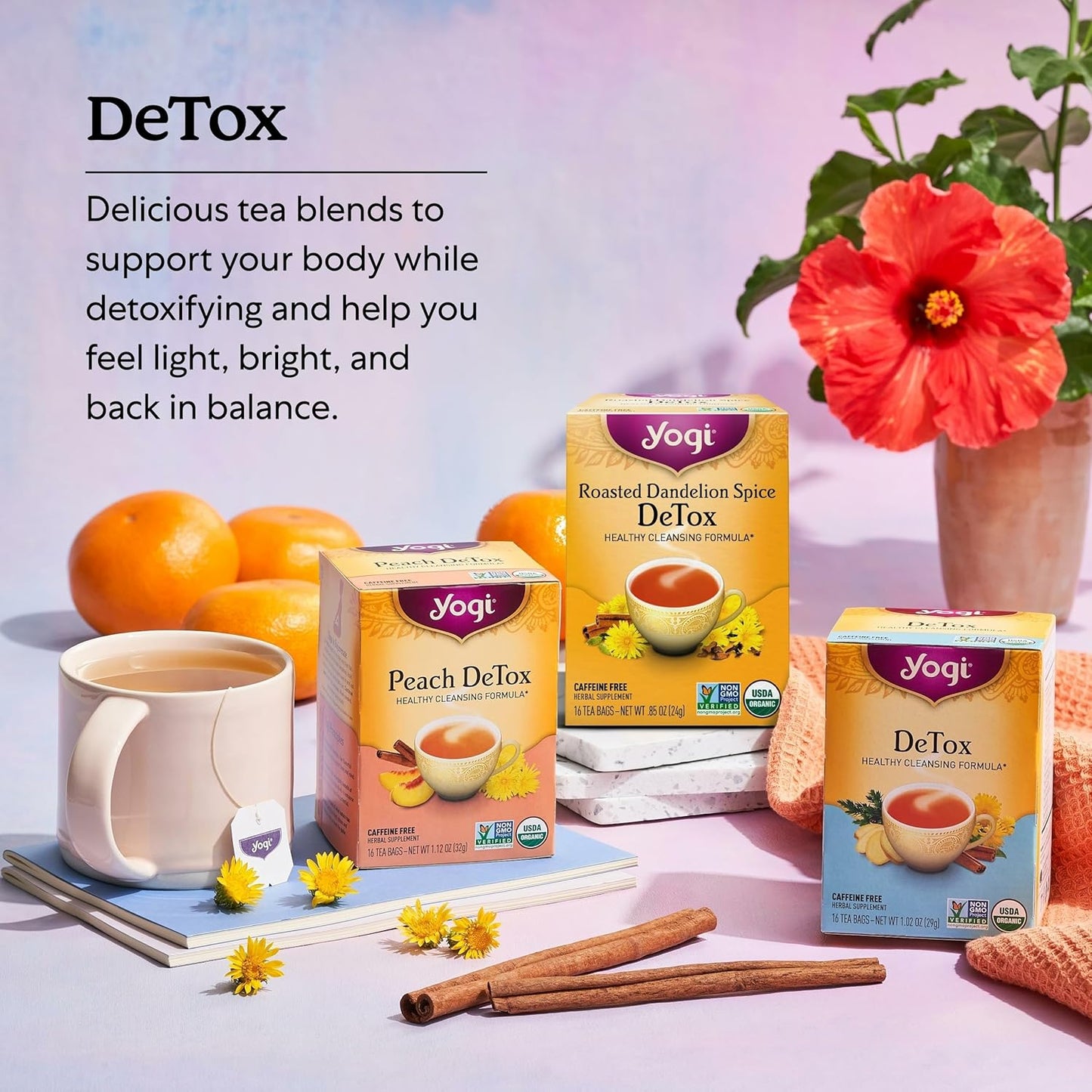 Yogi Tea Soothing Rose Hibiscus Skin DeTox Tea - 16 Tea Bags per Pack (6 Packs) - Organic DeTox Tea to Support Skin Health - Includes Green Tea Leaf, Rose Petal, Honeybush Leaf, Hibiscus & More