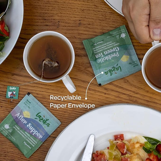 Lazika Herbal Tea Variety Pack with Lovely Presentation Box, 54 Counts Digestion Tea Assortment Gift Set, Premium Collection with Pyramid Infuser Bag, Handcrafted