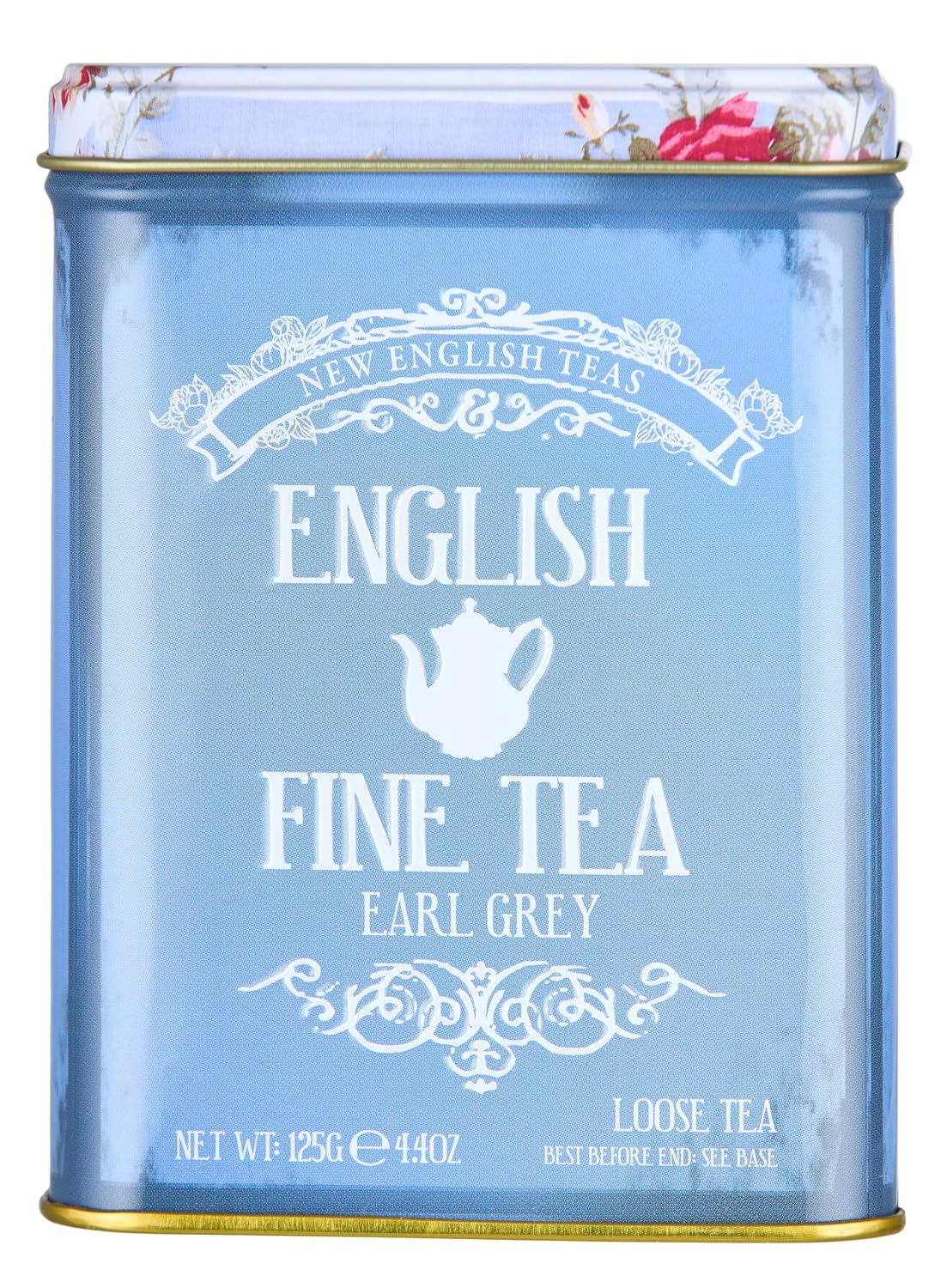 Vintage Floral Tea Tin with Earl Grey Loose Leaf Tea 125g