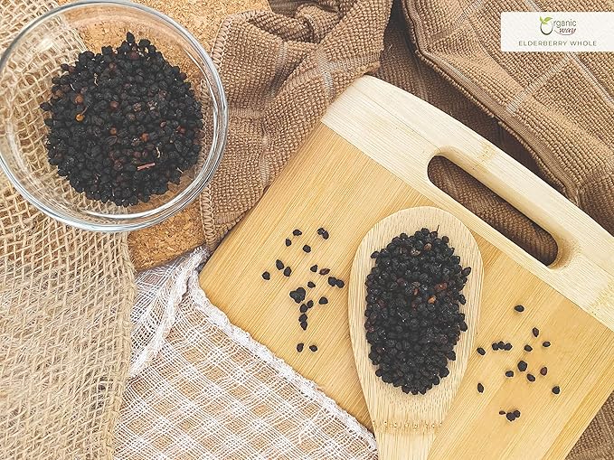 Organic Way Dried Elderberry Whole - Herbal Tea, European Wild-Harvest, Kosher & USDA Certified, Non-GMO & Gluten Free, Tested for Purity