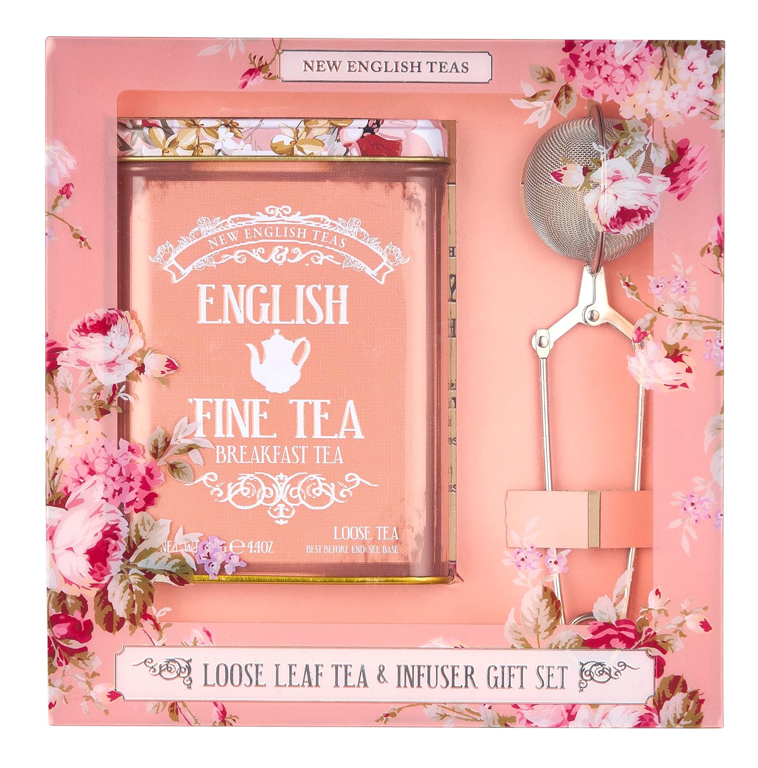 New English Teas English Breakfast Tea Infuser Gift Set, Loose Leaf Tea with Infuser, 4.4 Oz