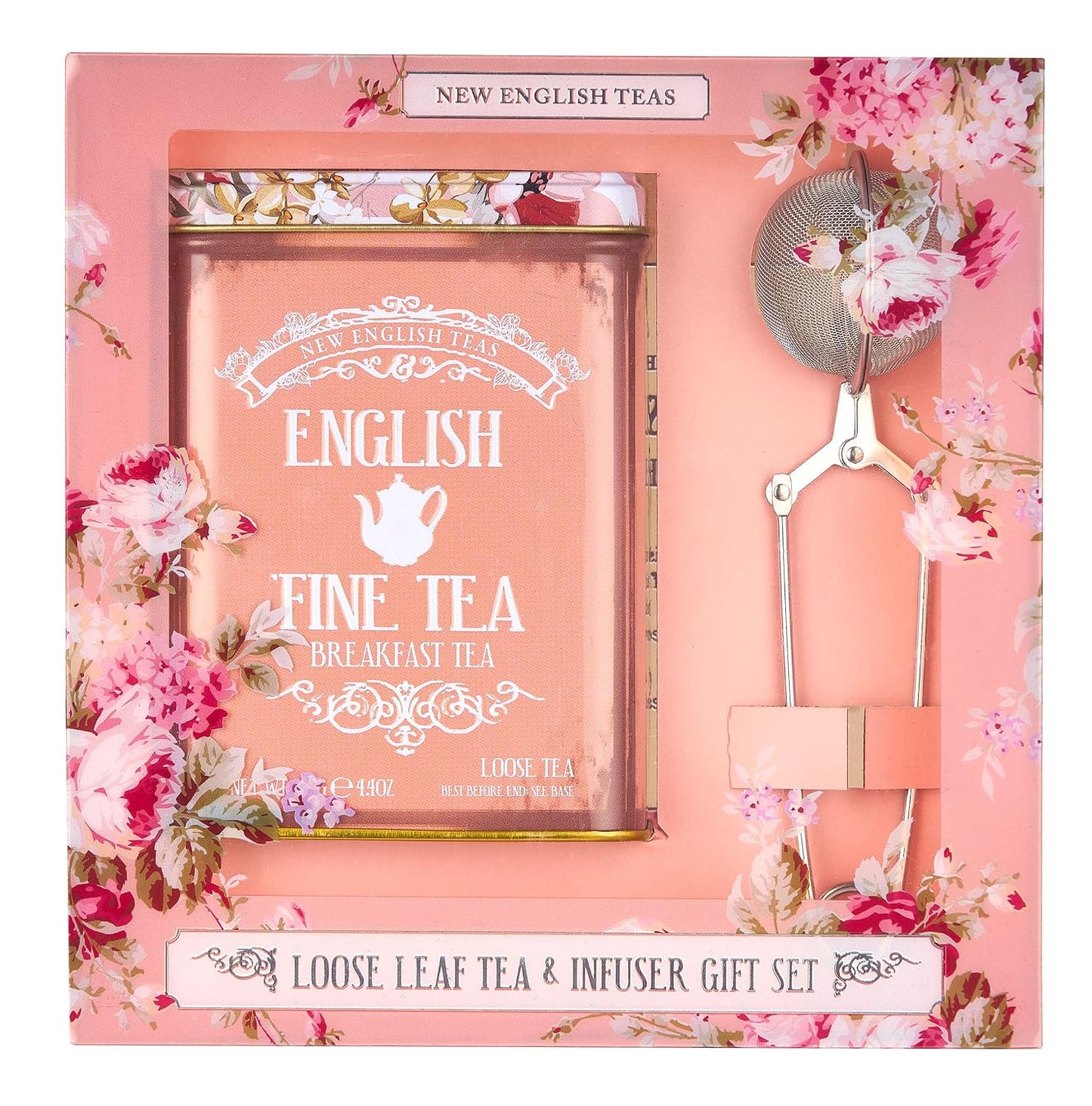 New English Teas English Breakfast Tea Infuser Gift Set, Loose Leaf Tea with Infuser, 4.4 Oz