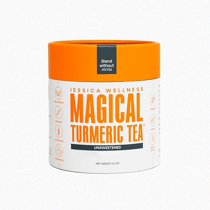 Jessica Wellness Magical Turmeric Tea with Ginger, Black Pepper and Stevia, Turmeric Powder Organic Blend, 3.5 oz (Unsweetened)