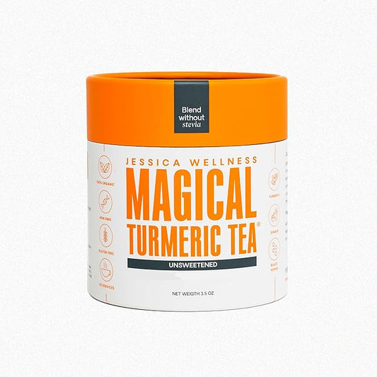 Jessica Wellness Magical Turmeric Tea with Ginger, Black Pepper and Stevia, Turmeric Powder Organic Blend, 3.5 oz (Unsweetened)
