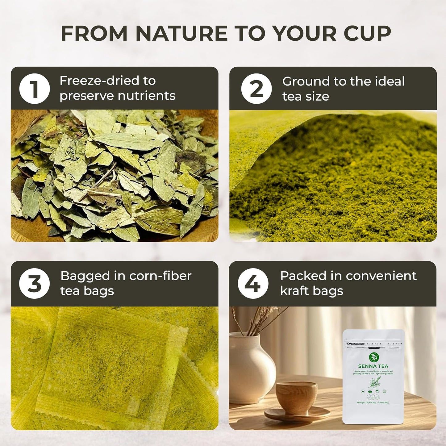 Senna Tea Bags, 55 Count, Bamboo Tong Included, Cleanse Tea, 3.7 oz | Bamboo Tong Included, Natural Senna Leaves, Supports Digestive Comfort &amp; Gentle Cleanse, Slightly Bitter Herbal Tea