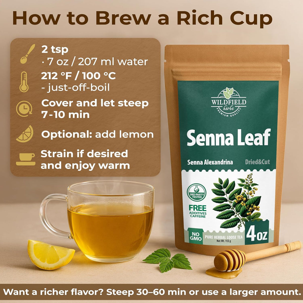 4 oz. Senna Leaf Senna Leaves Tea Herbal Tea (Senna Alexandrina) - 113g Hoja De Sen Hojas De Sen Para Te