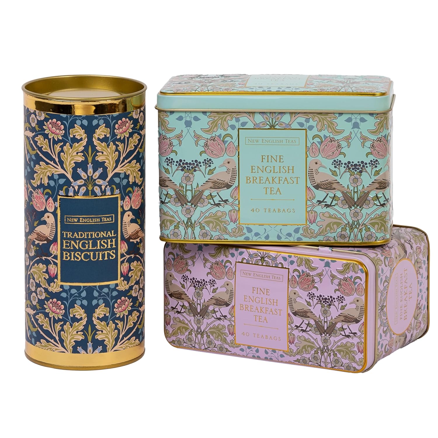 New English Teas Traditional Tea & Cookies Gift Set with 80 English Breakfast Teabags & Cornish Cookies