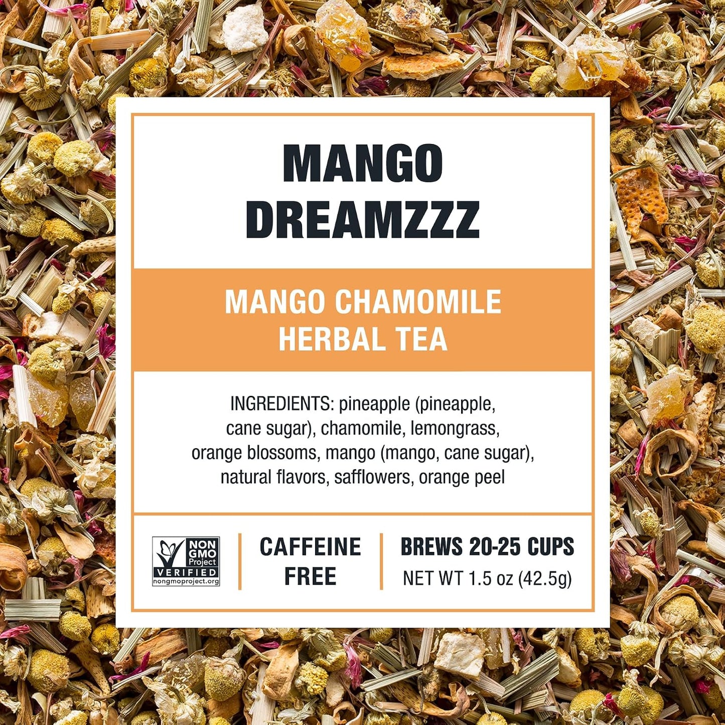 Tiesta Tea - Mango Dreamzzz Chamomile Loose Leaf Herbal Tea | Relaxing Chamomile &amp; Lemongrass Blend, Caffeine-Free, Brew Hot or Iced, Makes Up to 25 Cups, Resealable Pouch, 1.5 Ounce