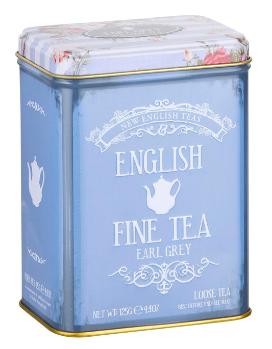 Vintage Floral Tea Tin with Earl Grey Loose Leaf Tea 125g