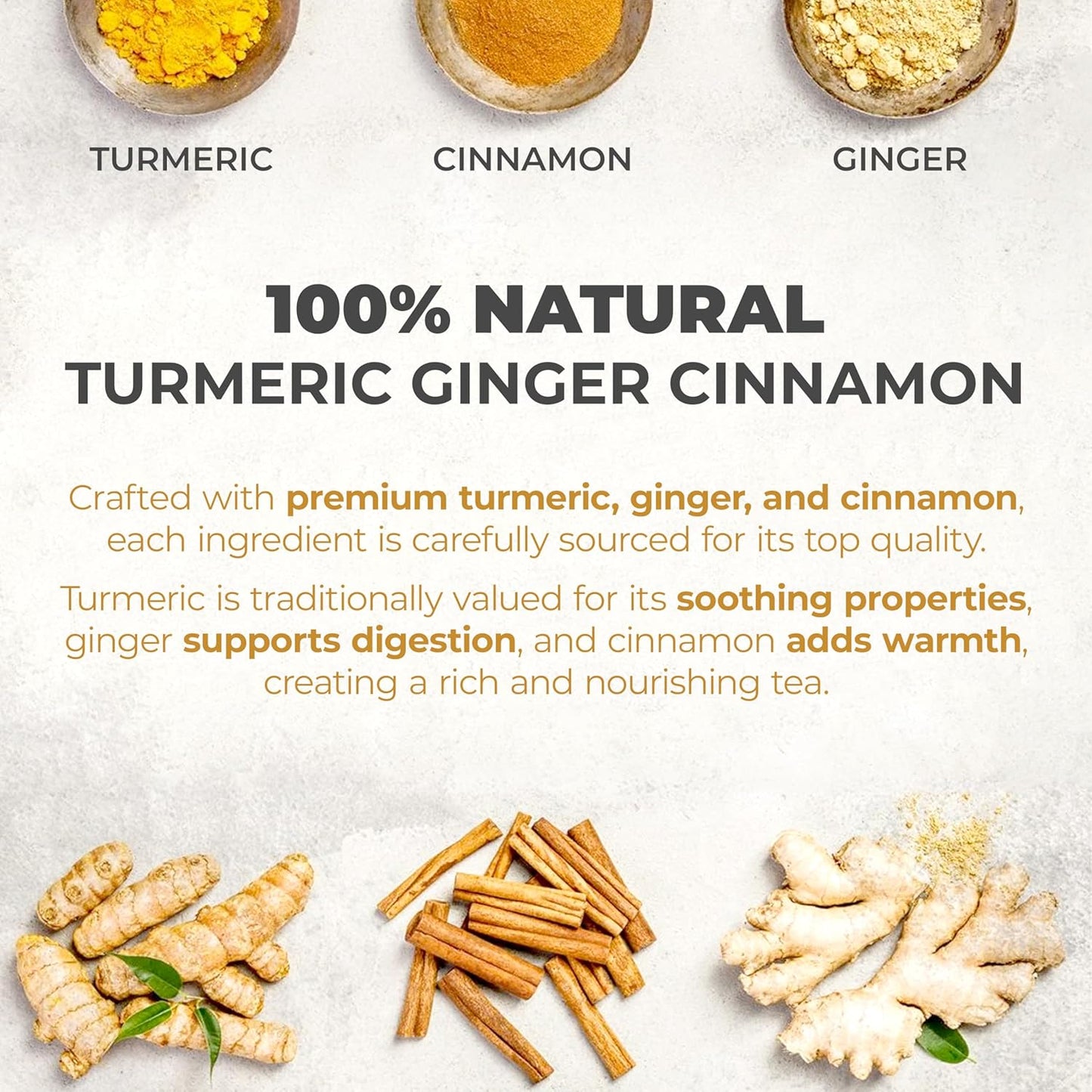 LeafLea Ginger Turmeric Tea, 120 Ct Caffeine-Free Herbal Tea Bags, 3 Boxes | Individually Foil-Wrapped Sachets, 120-Bag Bulk Value, Turmeric Ginger Cinnamon Blend, Supports Digestion, No Sugar, Vegan