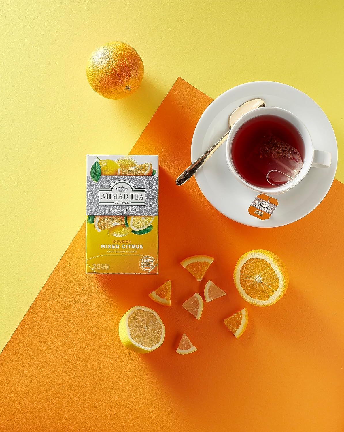 Ahmad Tea Herbal Tea, Mixed Citrus Teabags, 20 ct (Pack of 1) - Decaffeinated & Sugar-Free
